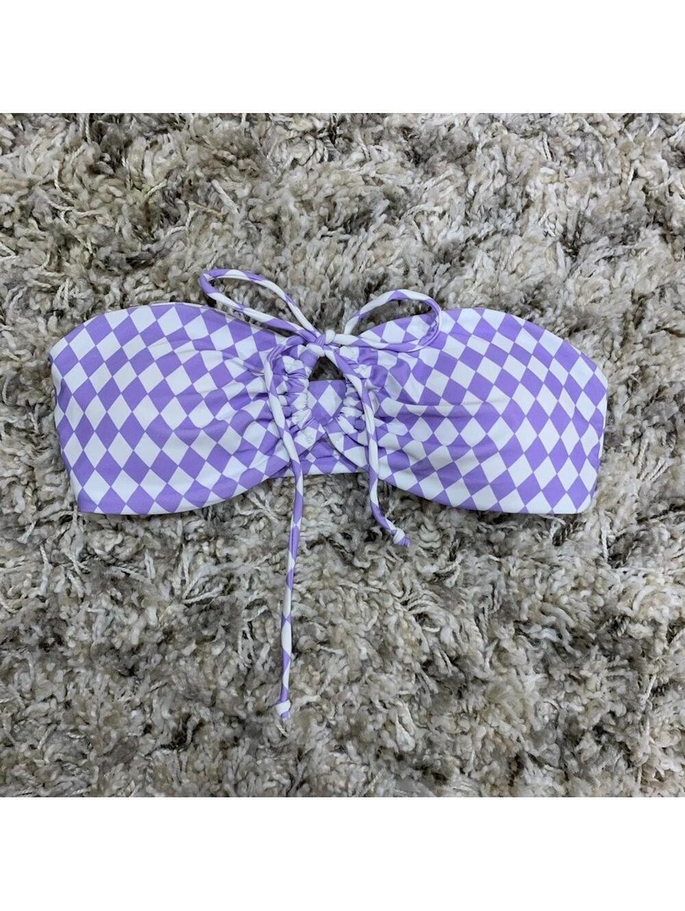 Princess Polly Purple Checkered Swim Top - Size 4